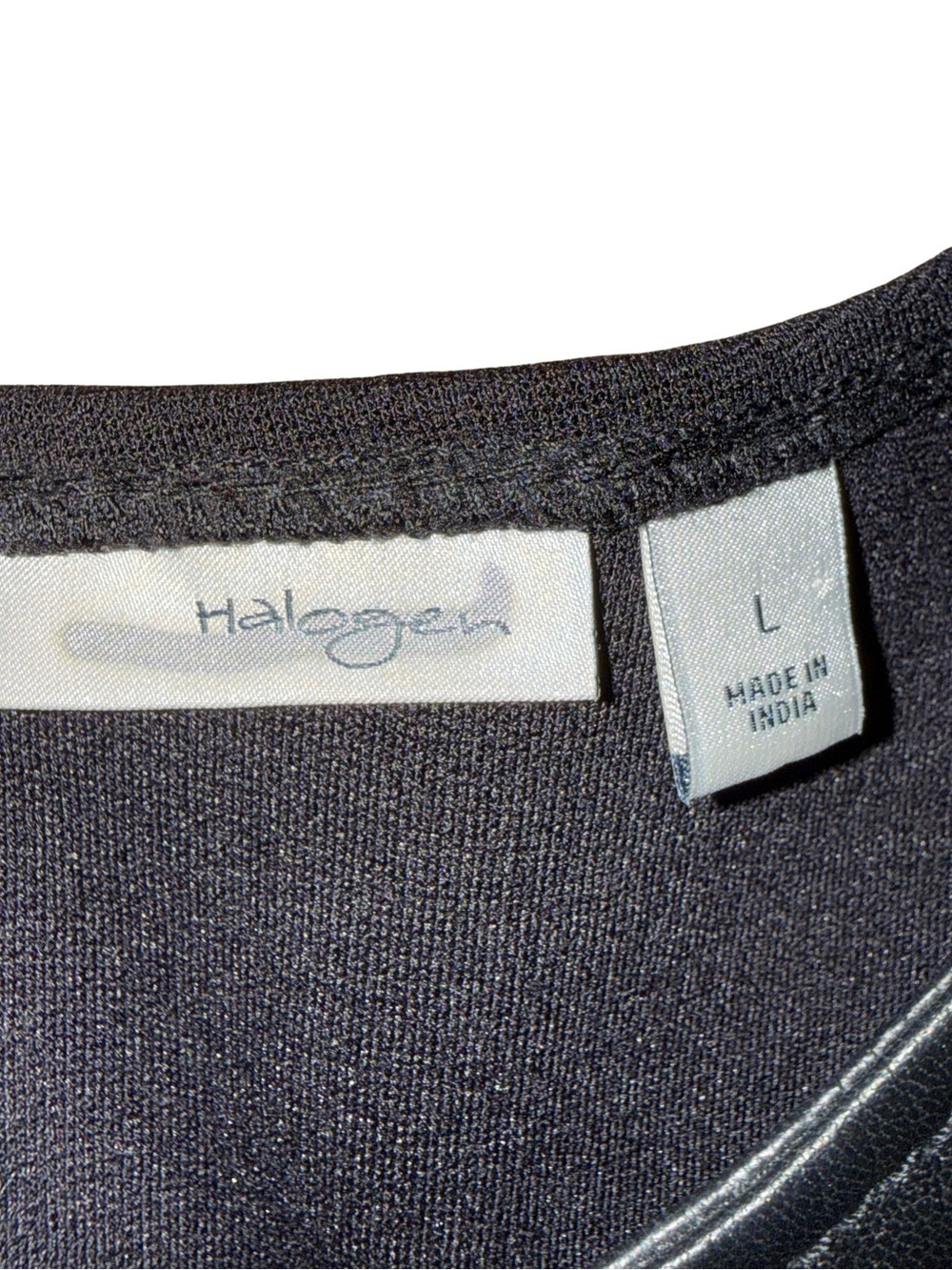 Halogen Black Leather Front Peplum Top Sleeveless Knit Back Zip Women’s L - Picture 4 of 5